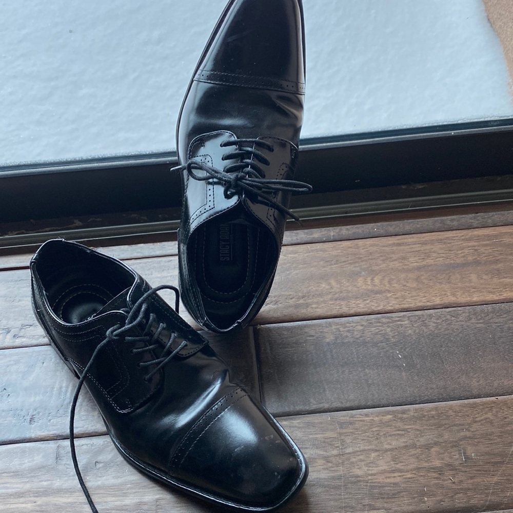 Black dress shoes mens 7.5 genuine leather